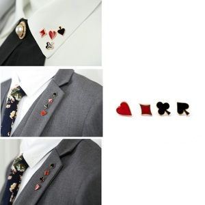 ❤️ ♦️ ♣️ Awesome 3 piece set of card suit poker pins - missing the spade ♠️ pin